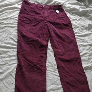 Burgundy High-Rise Corduroy Pants